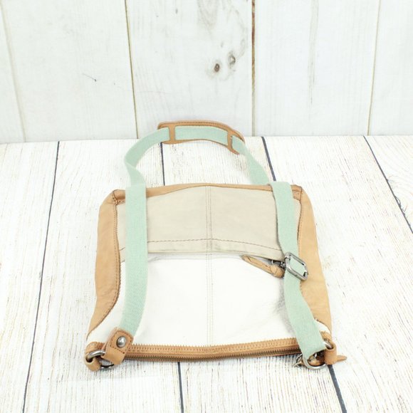 The Sak Women's Cream Tan Pebbled Leather Top Zip Messenger Crossbody Bag - Picture 12 of 13